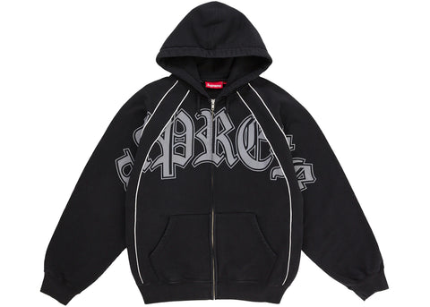 Supreme Paneled Zip Up Hooded Sweatshirt Black