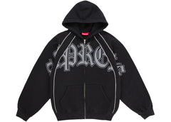 Supreme Paneled Zip Up Hooded Sweatshirt Black