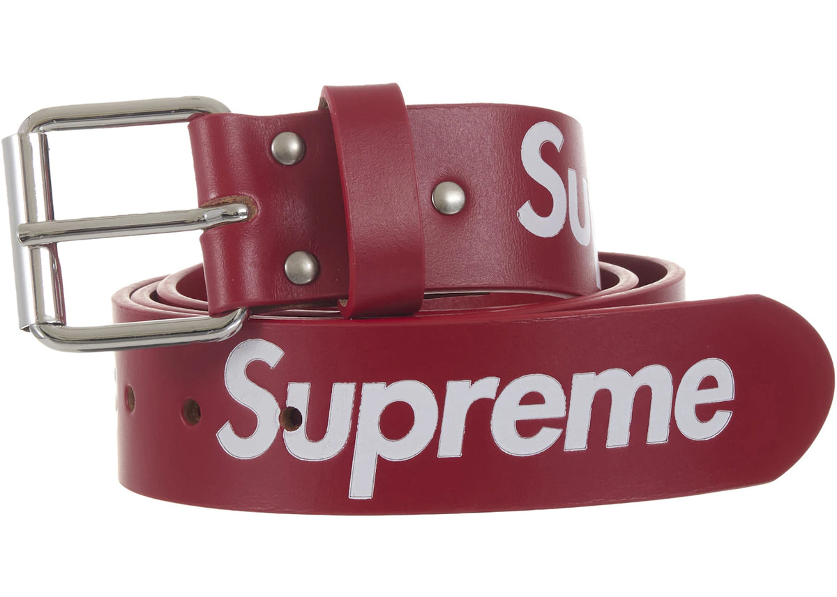 Supreme Repeat Leather Belt (FW25) Red