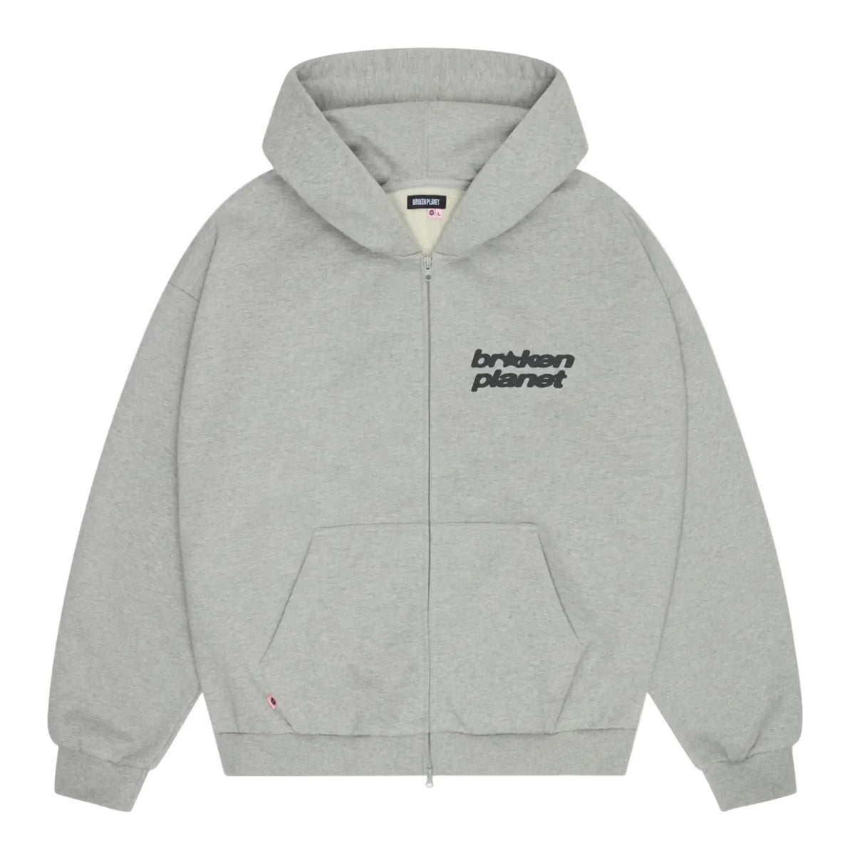 Broken Planet Star Logo Zip Up Hoodie Heather Grey