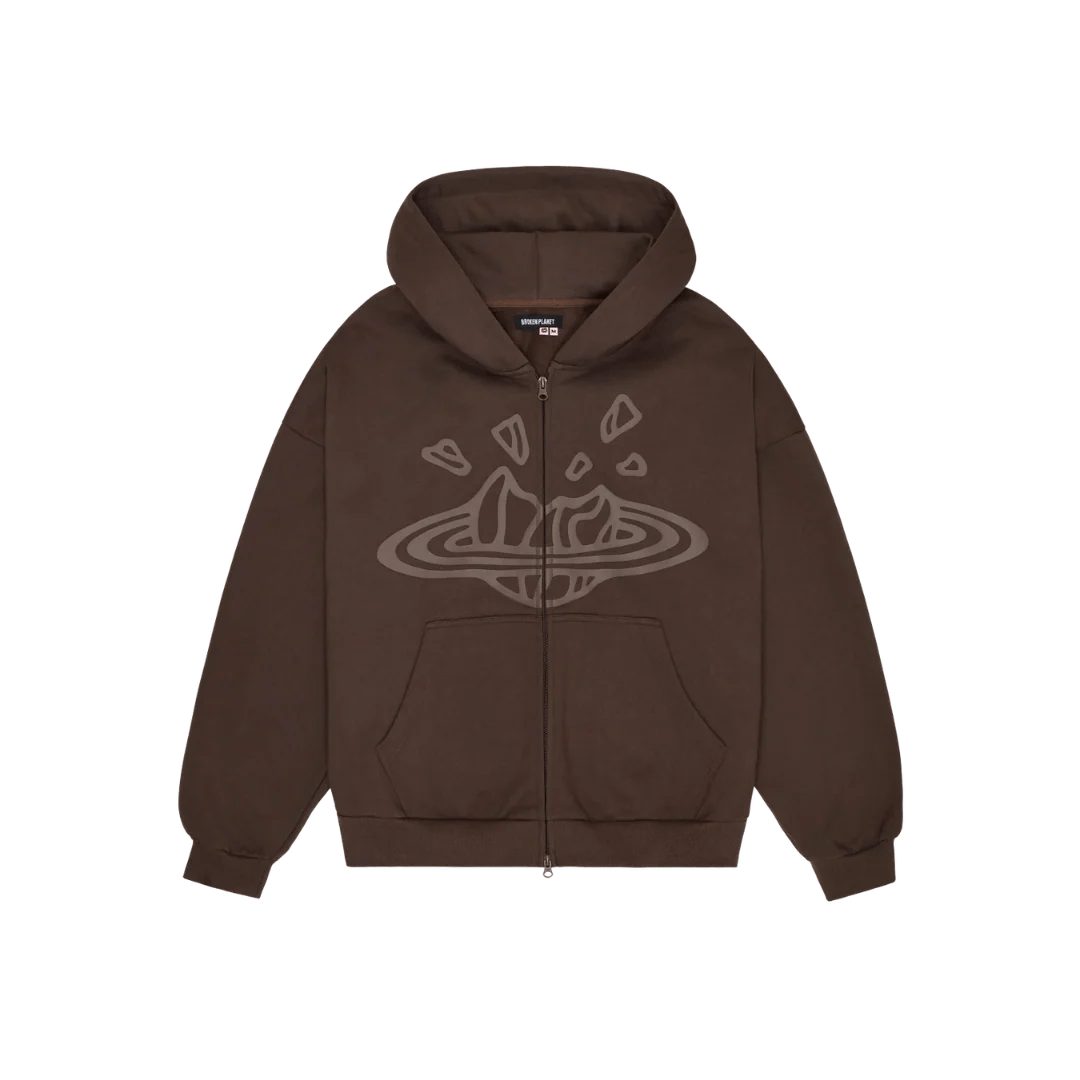 Broken Planet Zip Up Hoodie Chocolate Brown
