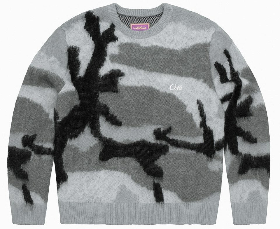 Corteiz Mohair Knit Sweater Grey Scale