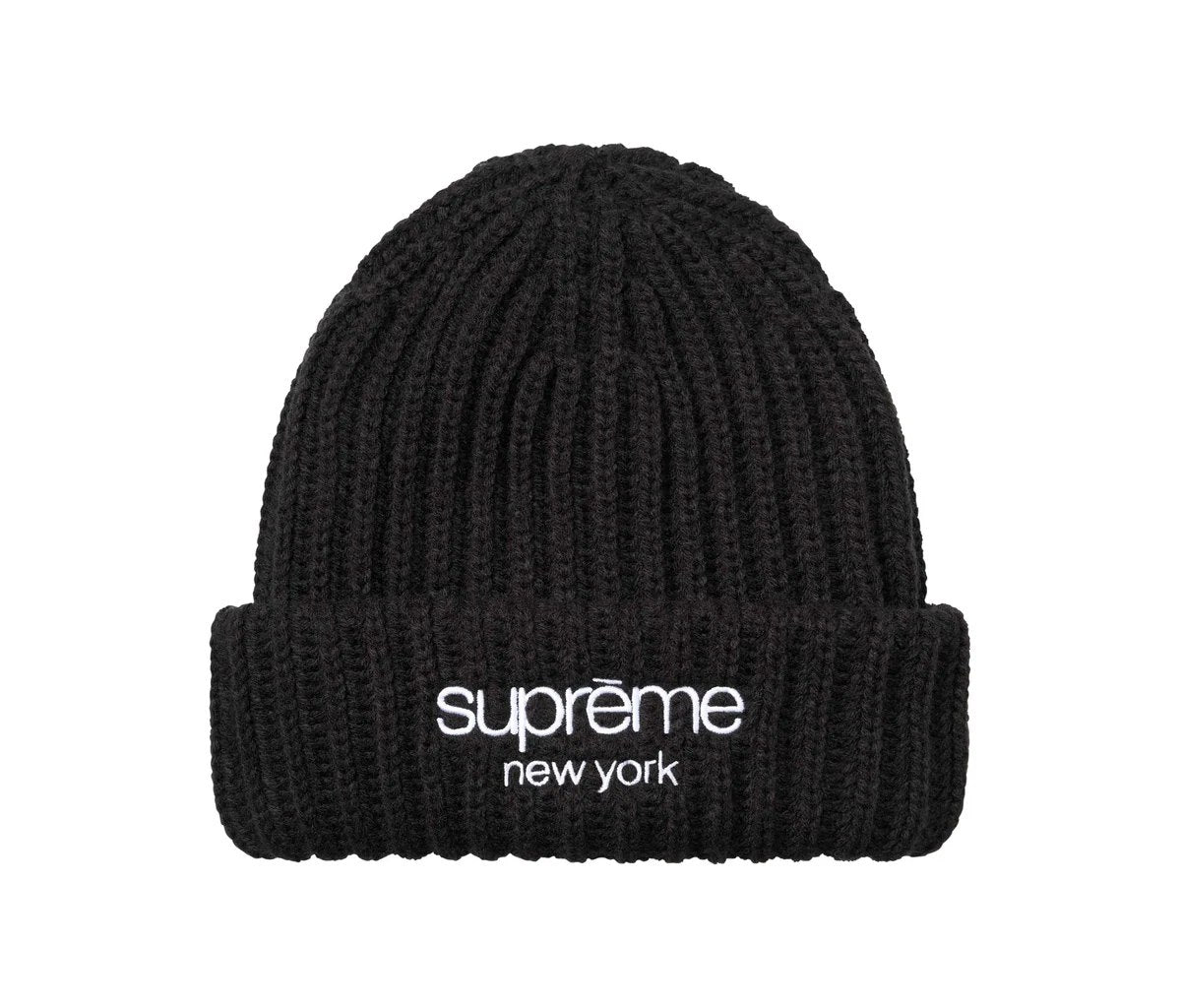 Supreme Classic Logo Chunky Ribbed Beanie (FW26) Black
