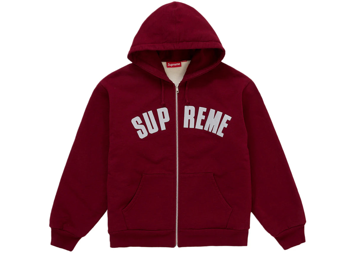 Supreme Arc Thermal Lined Zip Up Hooded Sweatshirt (FW26) Cardinal
