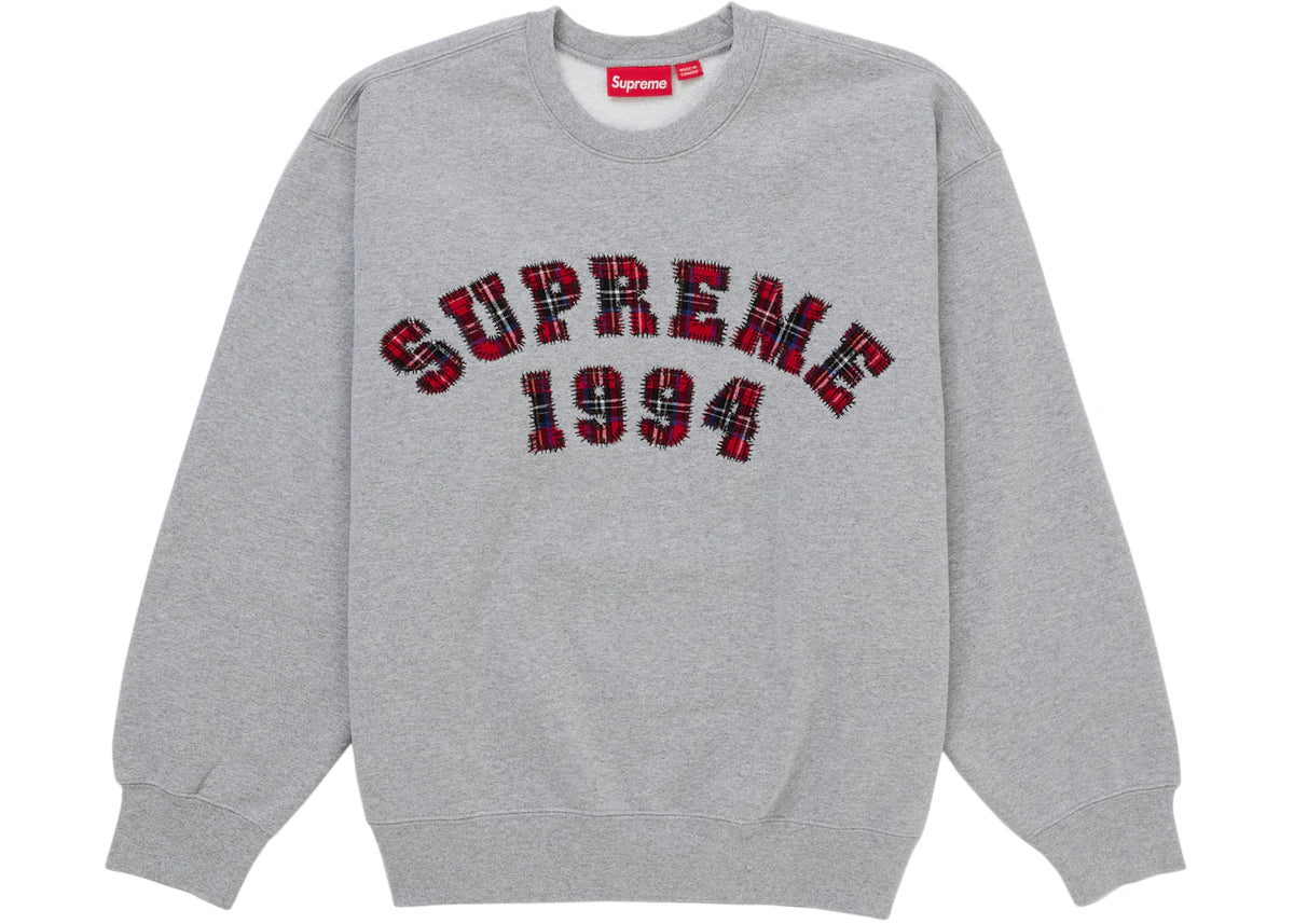 Supreme Plaid Arc Crewneck Heather Grey