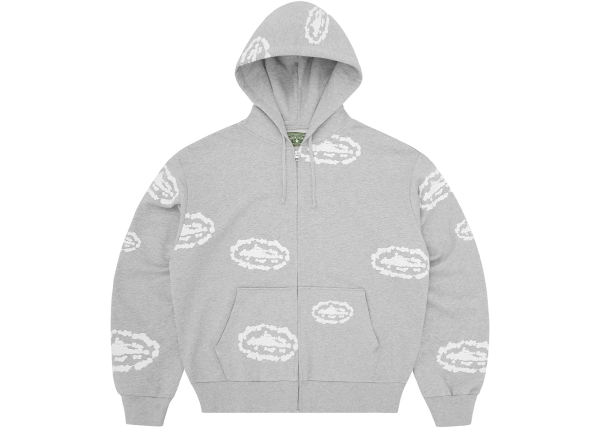 Corteiz x Denim Tears Island Wreath Zip Hoodie Heather Grey
