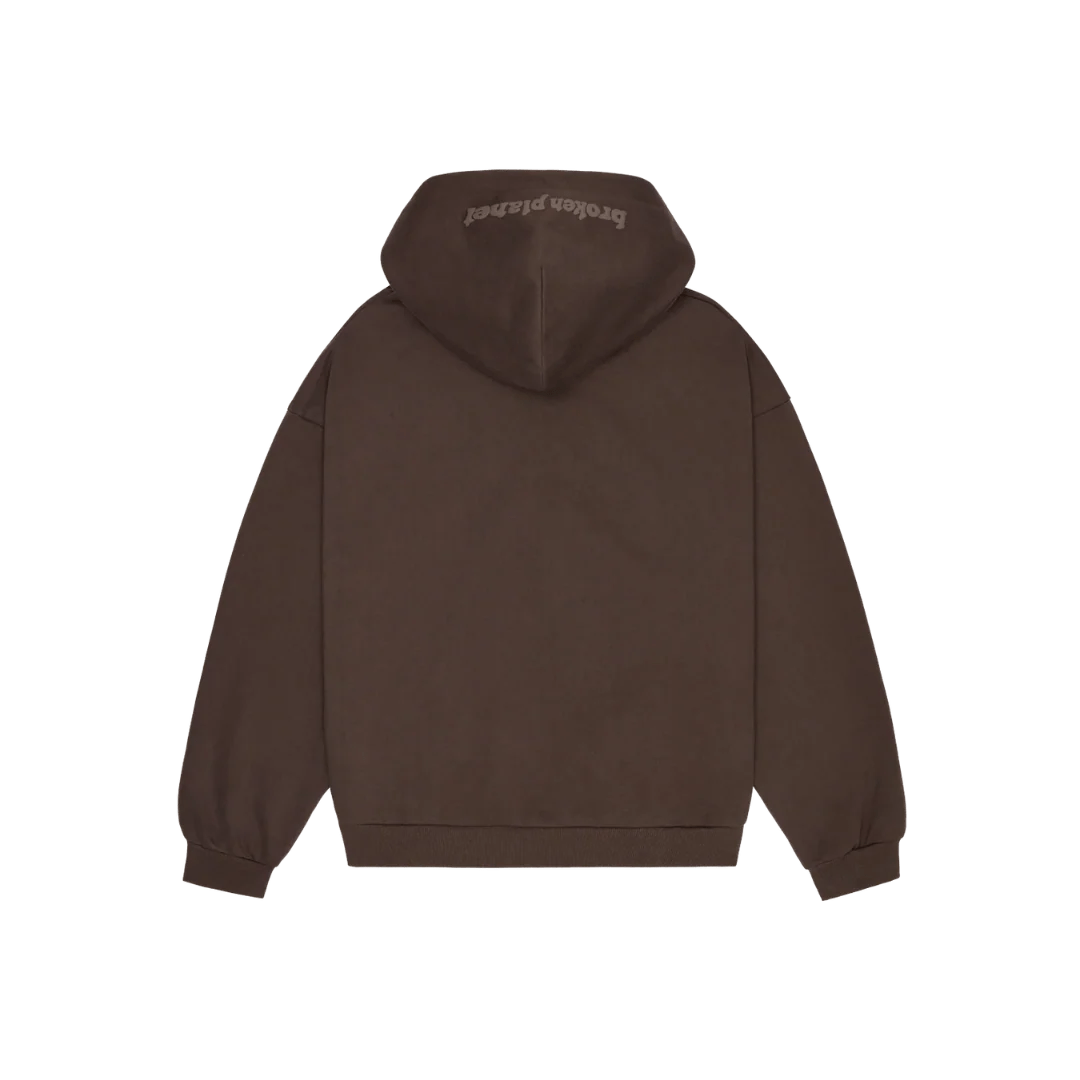 Broken Planet Zip Up Hoodie Chocolate Brown
