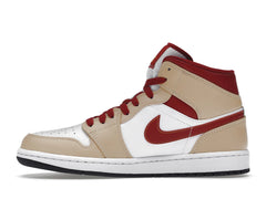 Jordan 1 Mid Light Curry Cardinal