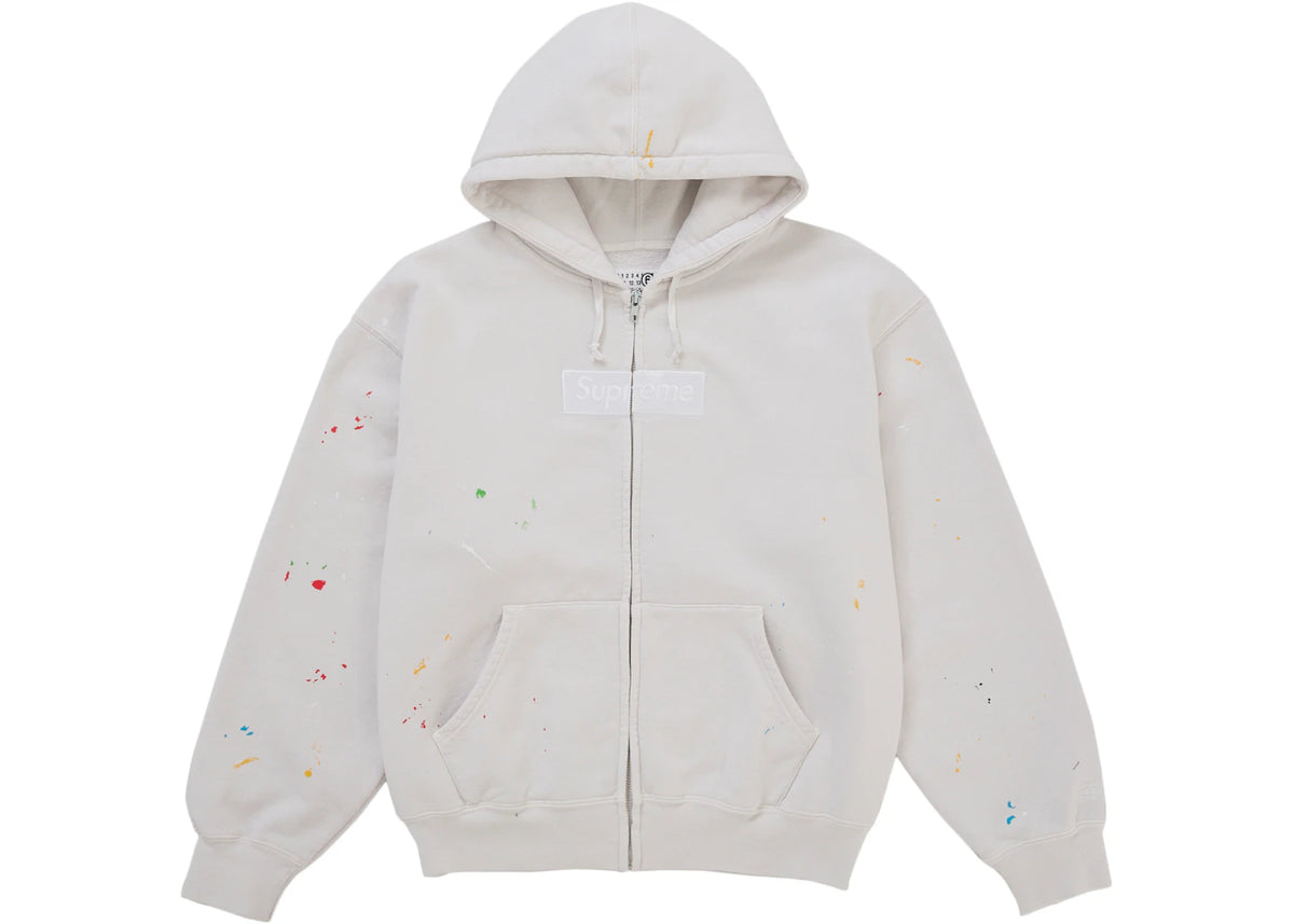 Supreme MM6 Maison Margiela Box Logo Zip Up Hooded Sweatshirt White