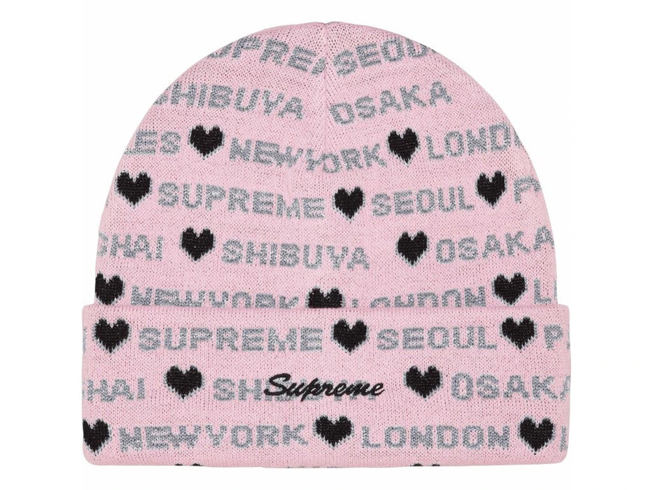 Supreme Hearts Beanie Pink