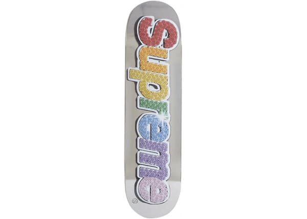 Supreme Bling Box Logo Skateboard Deck Platinum