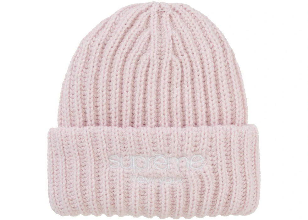 Supreme Classic Logo Chunky Ribbed Beanie (FW24) Light Pink