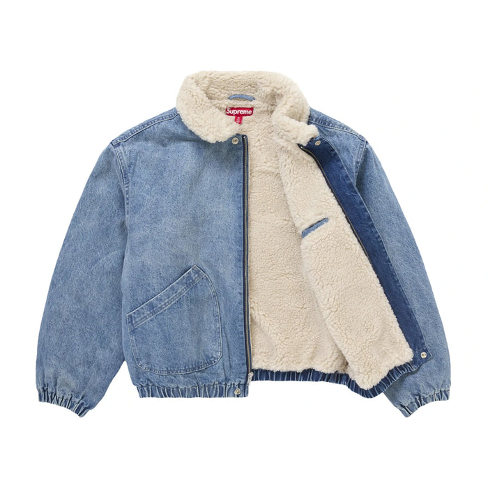 Supreme Faux Shearling Lined Bomber Jacket Denim