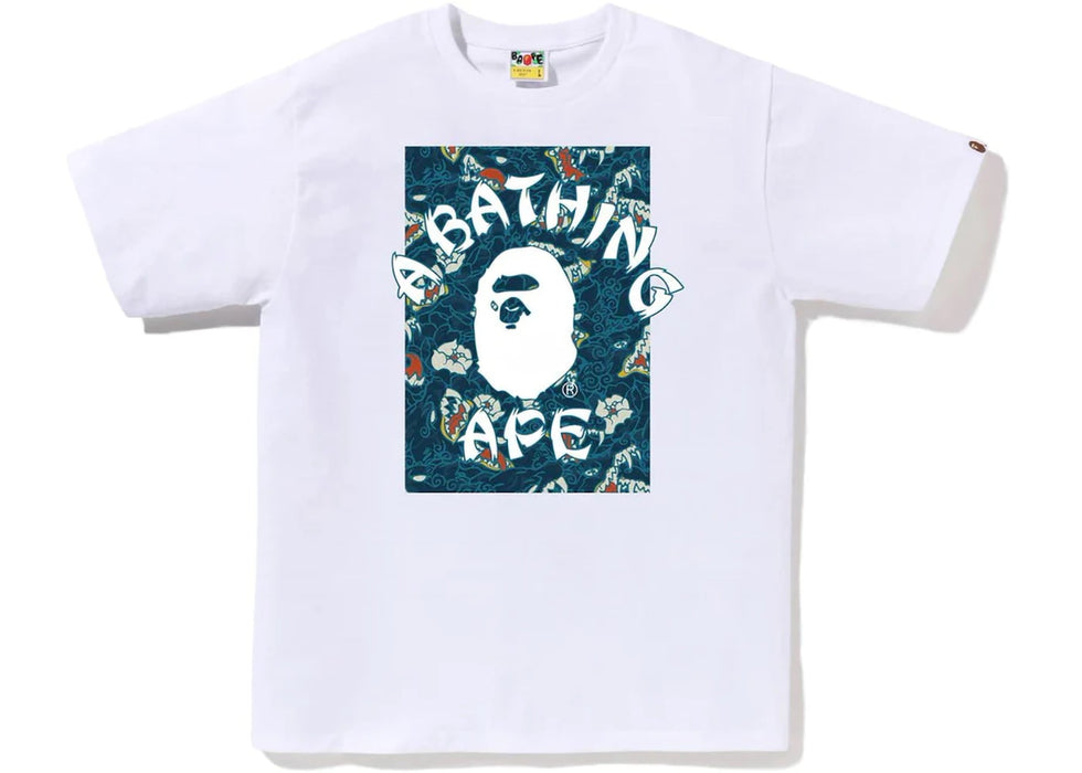 BAPE Japanese Tattoo Camo On College Tee White/Blue