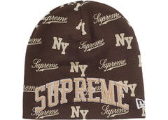 Supreme New Era Monogram Beanie Brown