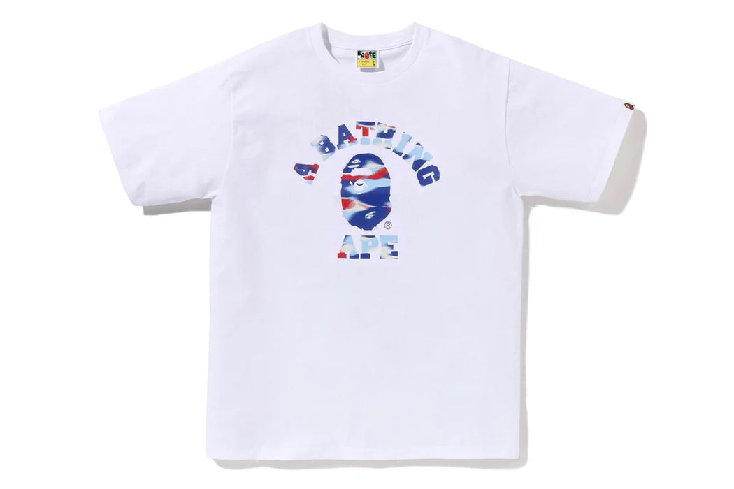 A BATHING APE Screen Camo College Tee White