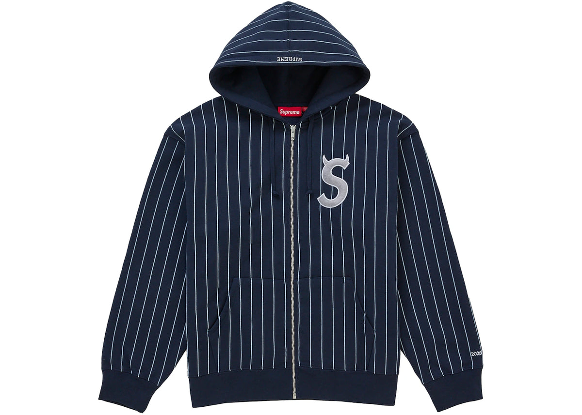 Supreme Devil S Logo Zip Up Hooded Sweatshirt Stripe