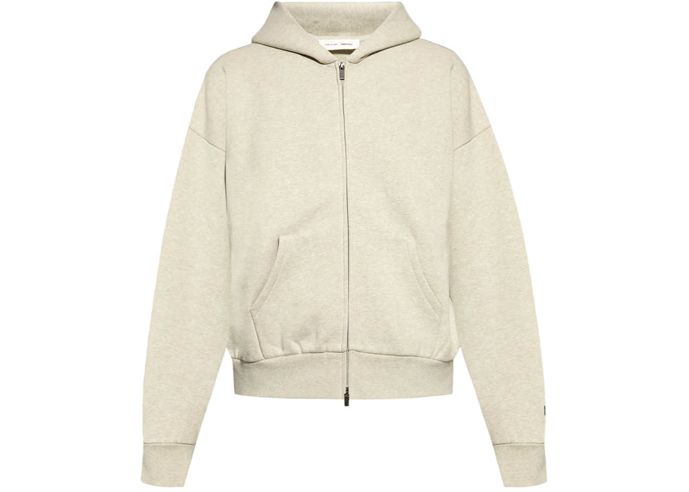 Fear of God Essentials Fleece Zip Up Hoodie Heather Stone