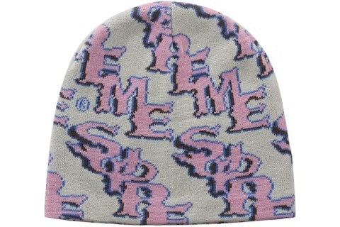 Supreme Slanted Gothic Outline Beanie White/Pink