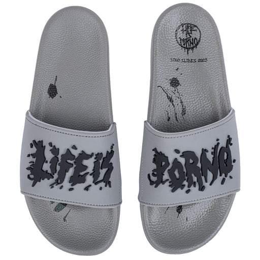 Life is Porno Slides Grey/Black