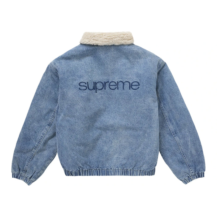 Supreme Faux Shearling Lined Bomber Jacket Denim