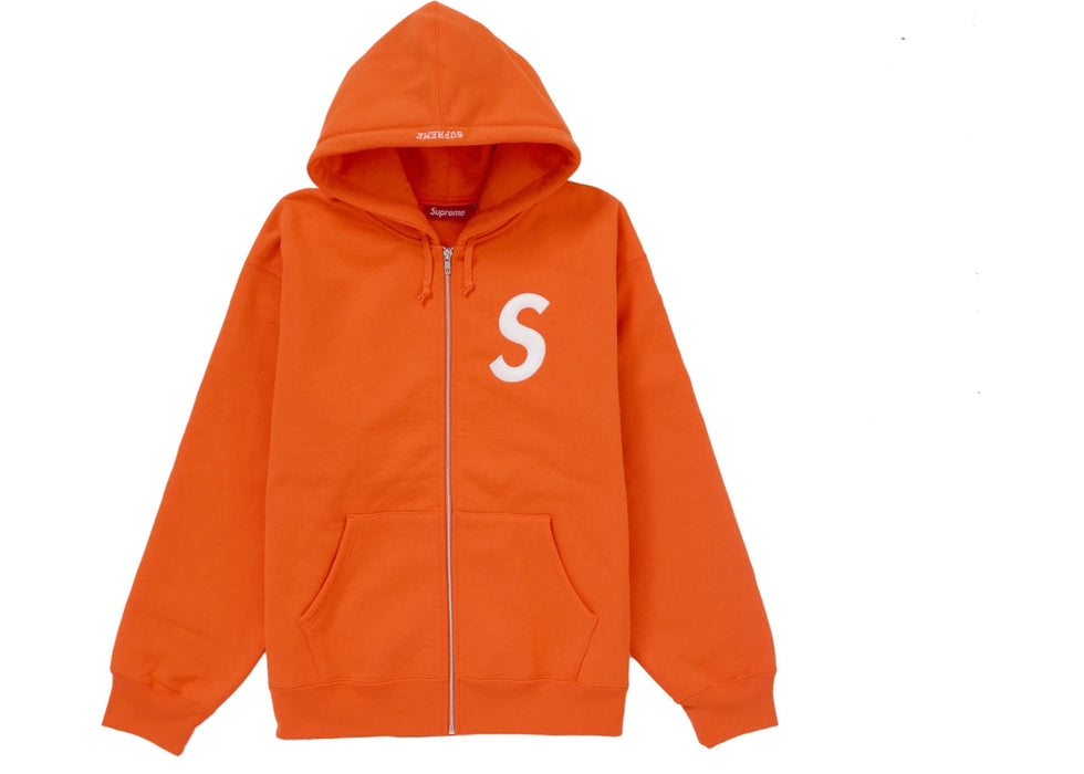 Supreme S Logo Zip Up Hooded Sweatshirt (FW24) Bright Orange