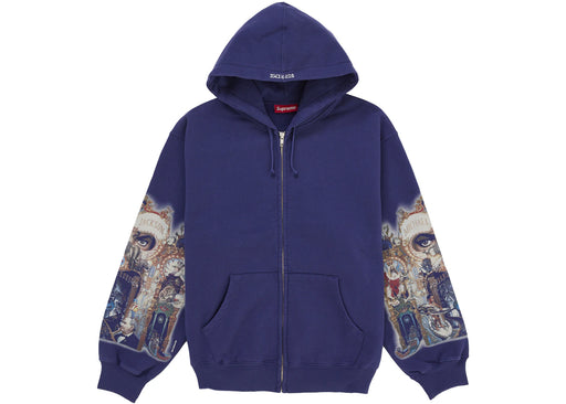 Supreme Michael Jackson Dangerous Zip Up Hooded Sweatshirt Washed Navy