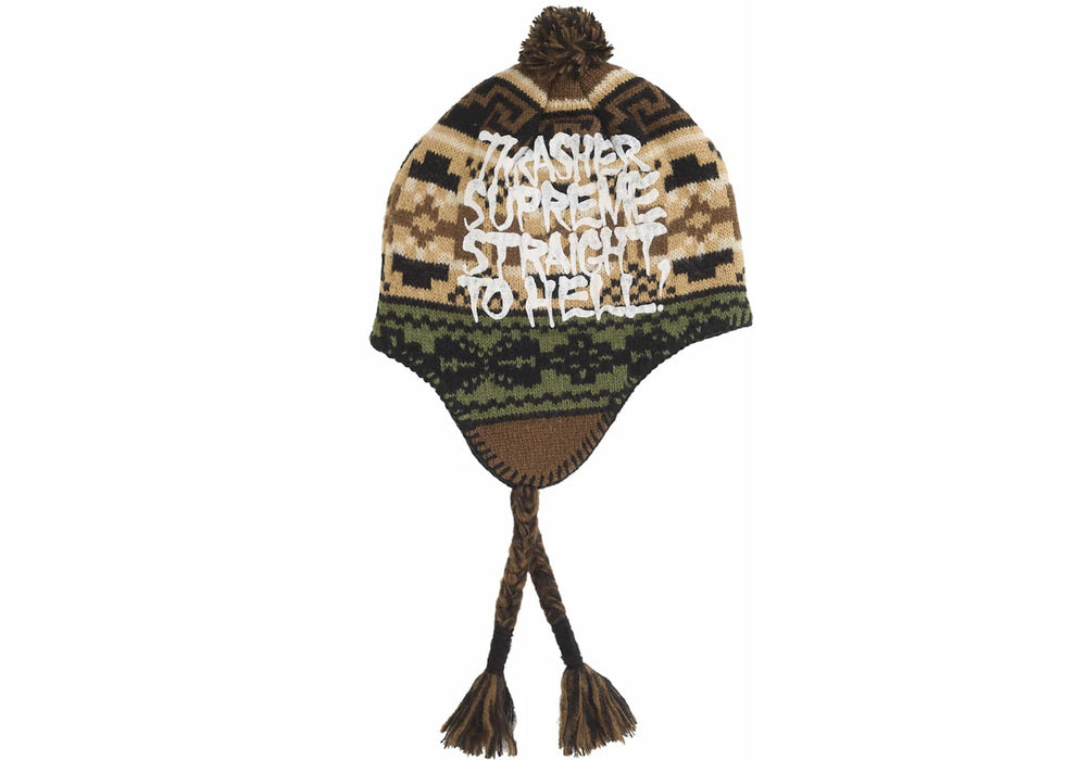 Supreme Thrasher Earflap Beanie Brown