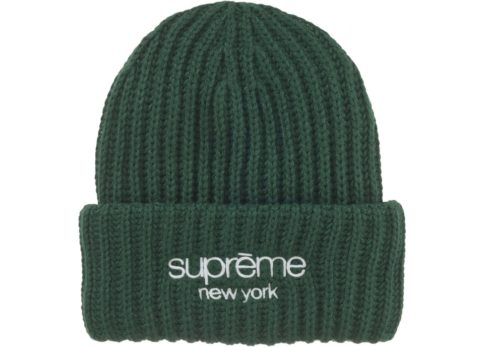 Supreme Classic Logo Chunky Ribbed Beanie (FW24) Dark Green