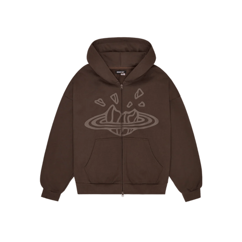 Broken Planet Zip Up Hoodie Chocolate Brown