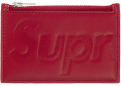 Supreme Leather Zip Card Holder Red
