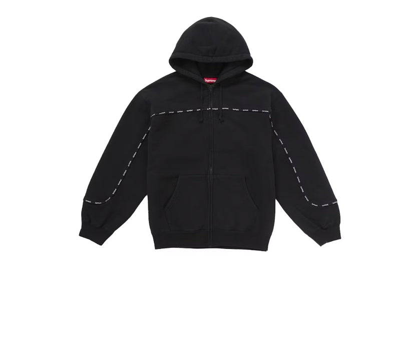 Supreme Piping Zip Up Hooded Sweatshirt Black