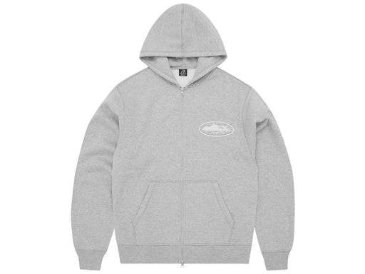 Corteiz Island Puff Print Zip Hoodie Heather Grey