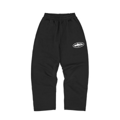 Corteiz Island Puff Print Open Hem Sweatpant Black