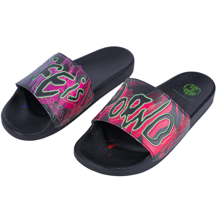 Life is Porno Slides Neon Print Black