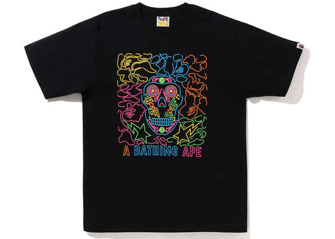 BAPE Halloween Neon Mexican Skull Tee Black