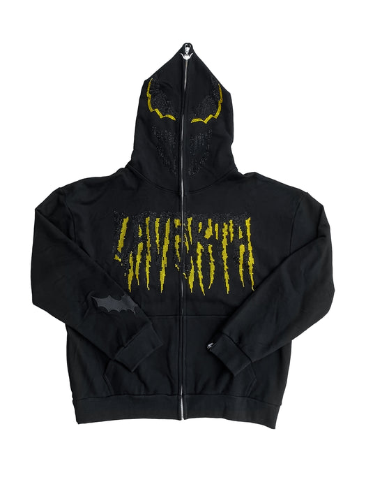 LAVERTA Black Rhinestones Full Zip Hoodie V4