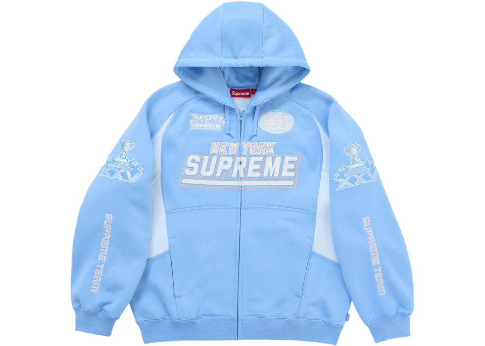 Supreme Football Zip Up Hooded Sweatshirt (FW25) Light Blue