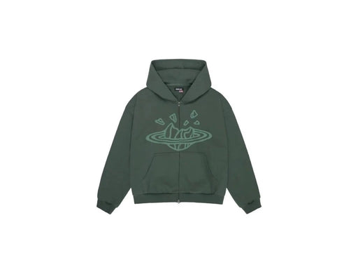 Broken Planet Zip Up Hoodie Emerald Green