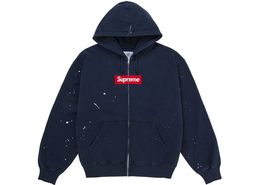 Supreme MM6 Maison Margiela Box Logo Zip Up Hooded Sweatshirt Navy