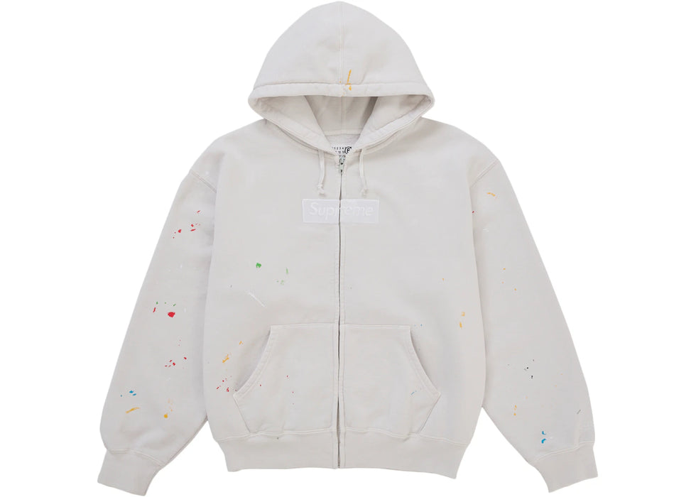 Supreme MM6 Maison Margiela Box Logo Zip Up Hooded Sweatshirt White