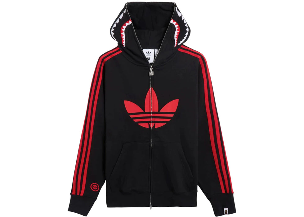 BAPE x adidas Shark Fleece Full Zip Hoodie Black