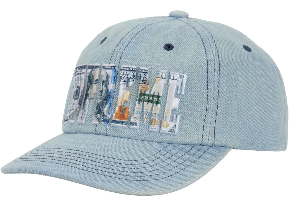 Supreme Embroidered Money Logo 6-Panel Hat Light Blue