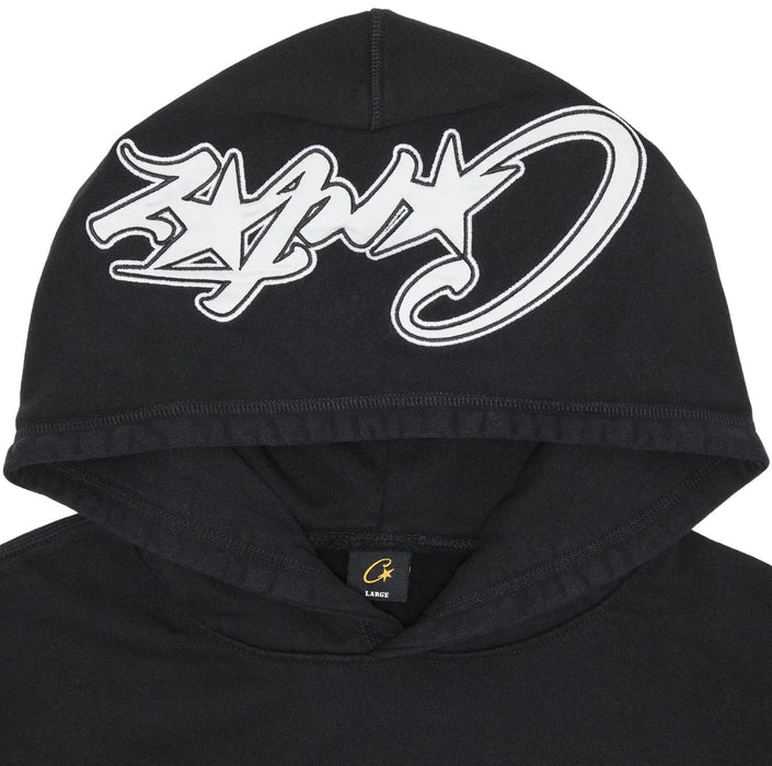 Corteiz Satin C Star Appliqué Hoodie Black